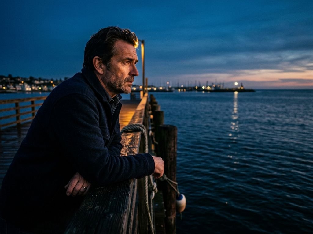 A man sitting alone on a pier - 7 Signs He’s Scared of His Feelings for You (And How to Handle It)