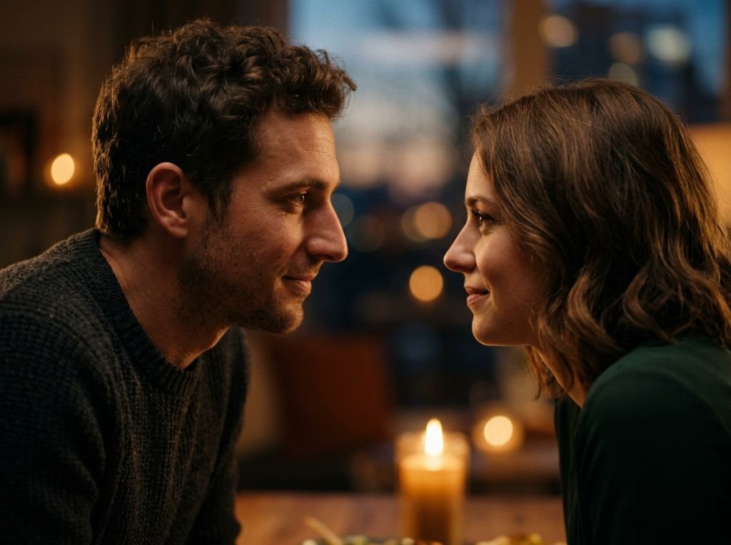 A close-up of a man looking in - Decoding Male Body Language: 15 Subtle Signs He Is Into You