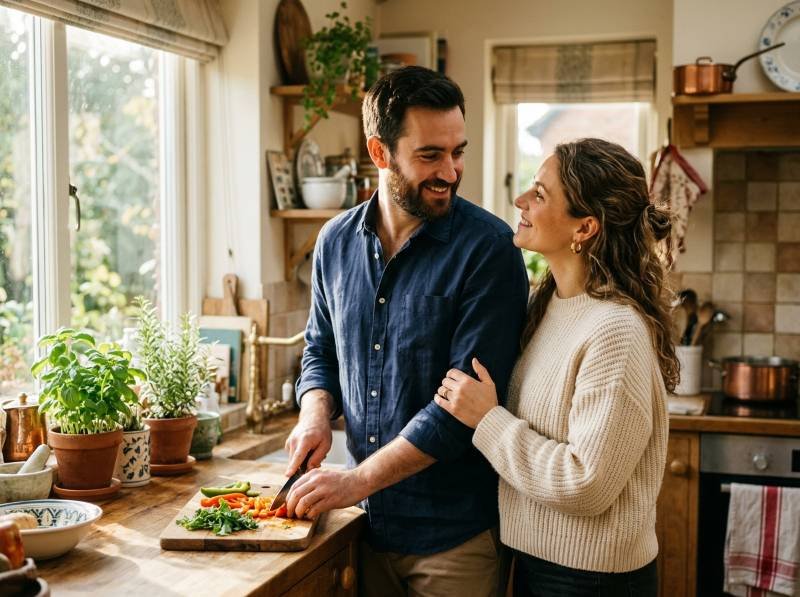 A woman looking at a man with - How to Get a Man to Open Up Emotionally When He Shuts Down with I'm Fine