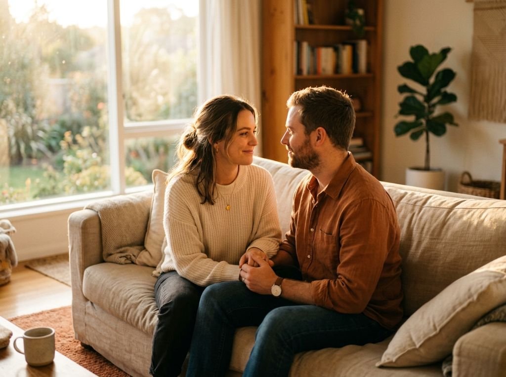 A woman and a man sitting on a - How To Reconnect With Him After A Fight: 7 Steps to Heal the Rift