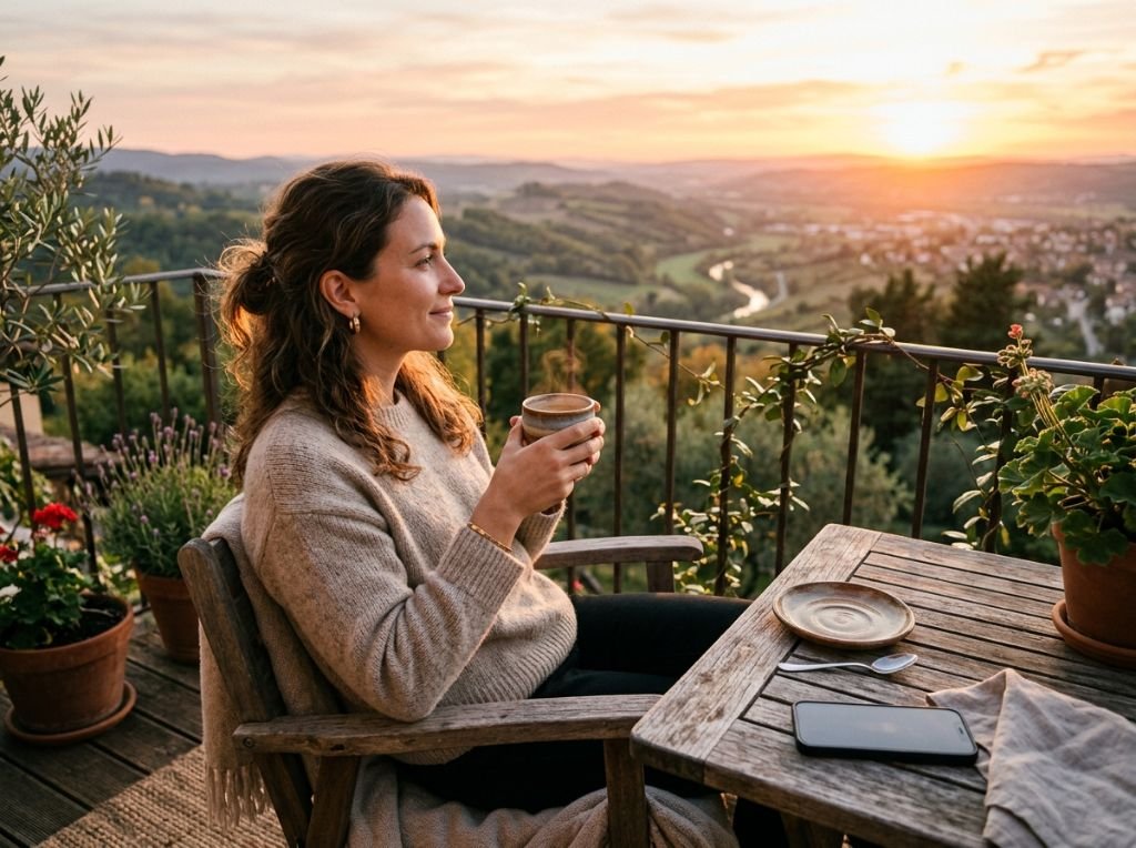 A peaceful woman sitting on an - How to Stop Waiting for Him to Text: Shifting from Anxious Waiting to Empowered Living