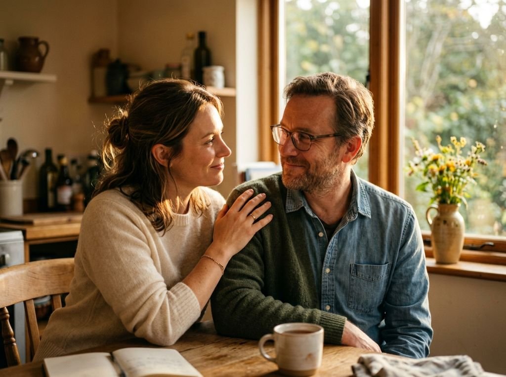 A woman softly placing her han - The Magic Phrase: How to Make a Man Feel Understood When He’s Frustrated