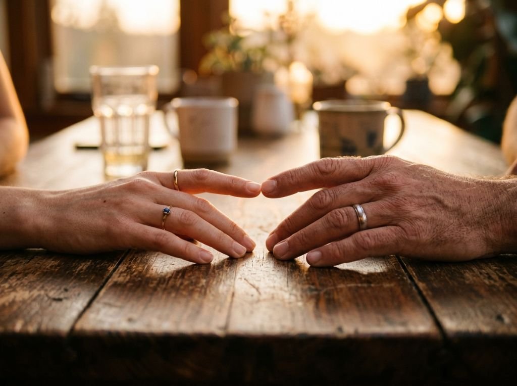 A close-up of two hands almost - What He Really Means When He Says 