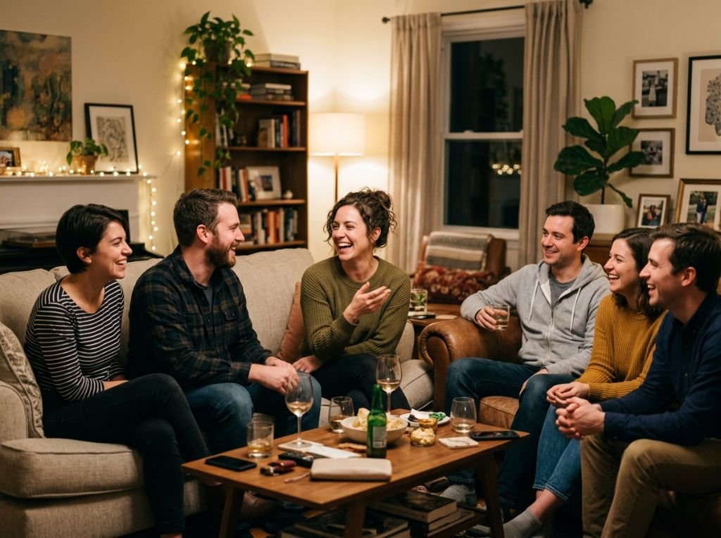 A woman laughing and talking c - What It Means When He Introduces You To His Friends: 12 Real Reasons Why