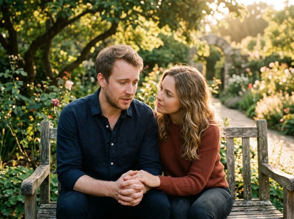 A man and woman sitting on a p - Why He Introduces You to His Friends but Not His Family: 7 Real Reasons Explained