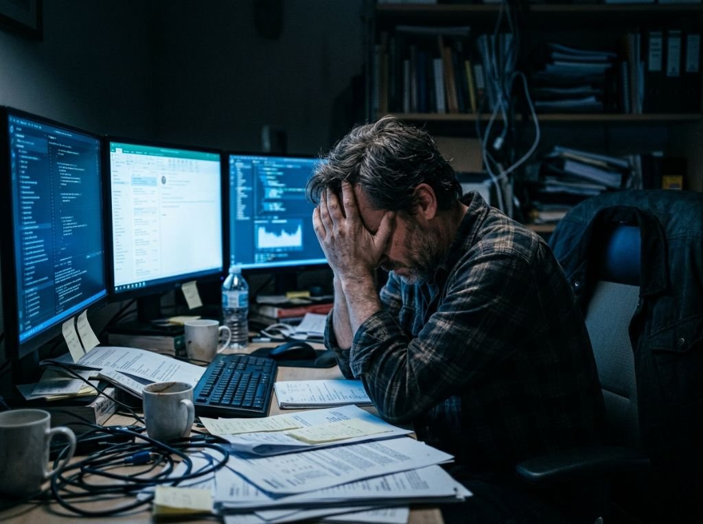 A man sitting at a desk lookin - Why Men Pull Away After a Great Date: 7 Real Reasons Behind the Silence