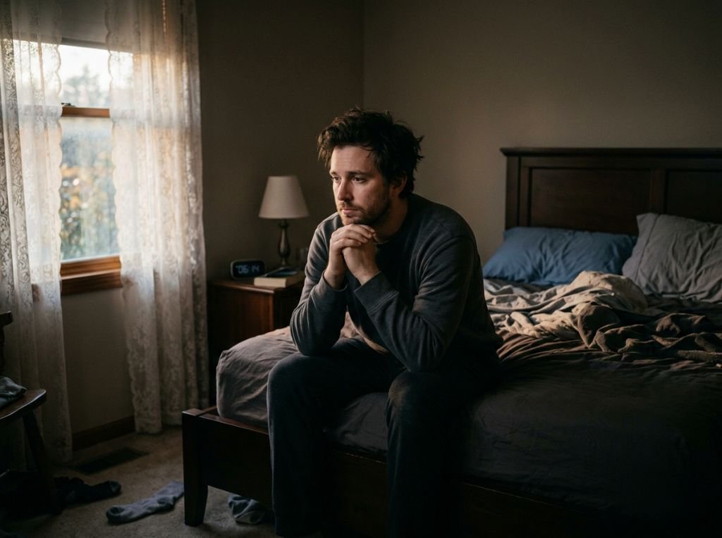 A man sitting alone on the edg - How Men Process 'Vulnerability Hangovers' After Sharing Too Much Too Fast