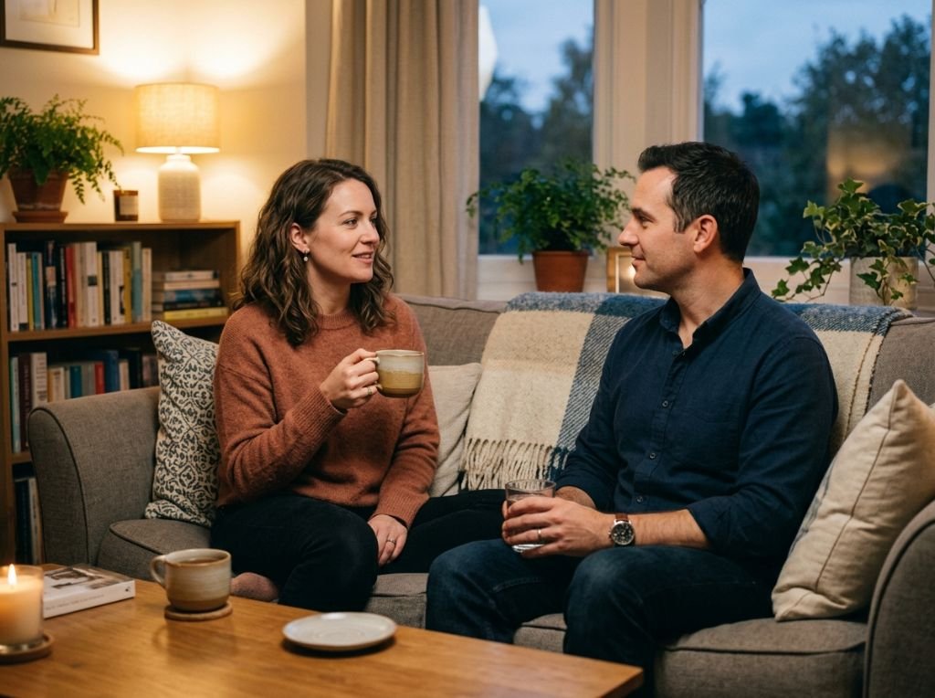 A woman sitting comfortably on - How to Share Your Unfiltered Feelings Without Making Him Feel Responsible for Them
