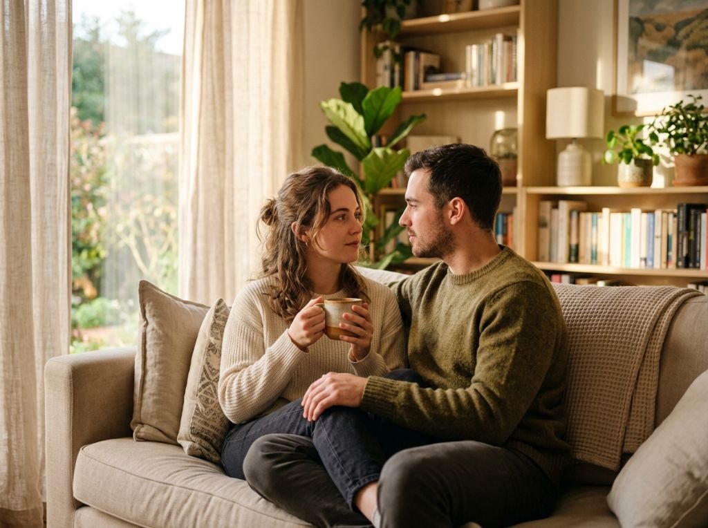 A young couple sitting closely - How to Share Your Unfiltered Feelings Without Making Him Feel Responsible for Them
