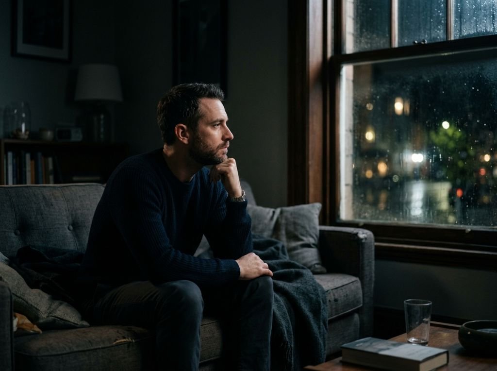 A thoughtful man sitting on a | Why Men Shut Down During Arguments: Understanding the Silence & How A thoughtful man sitting on a - Why Men Shut Down During Arguments: Understanding the Silence & How to Fix It