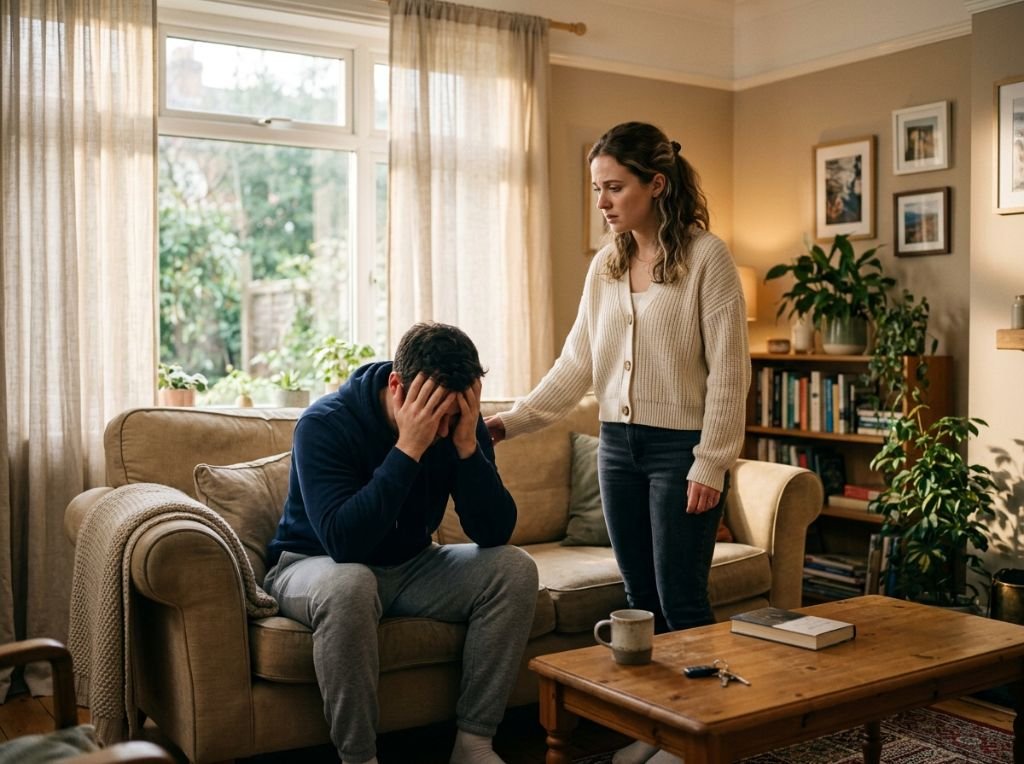 A young couple in a living roo - Why Men Shut Down During Arguments: Understanding the Silence & How to Fix It